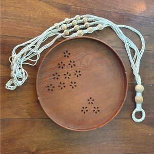 Wooden Hanging Tray with Macrame